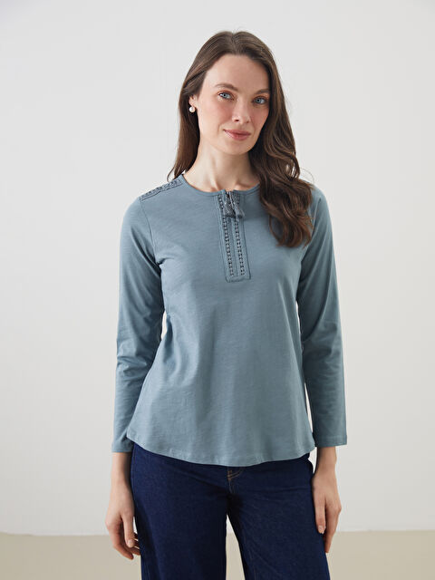 LCW Grace Bağlamalı Yaka Nakışlı Kadın Bluz - S54998Z8-H1Y