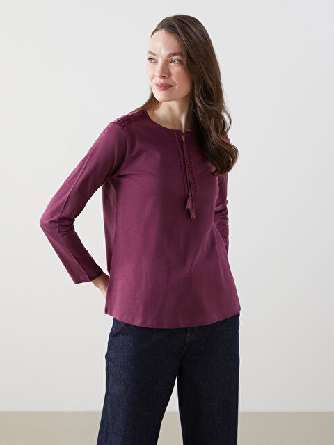 LCW Grace Bağlamalı Yaka Nakışlı Kadın Bluz - S54998Z8-HPH