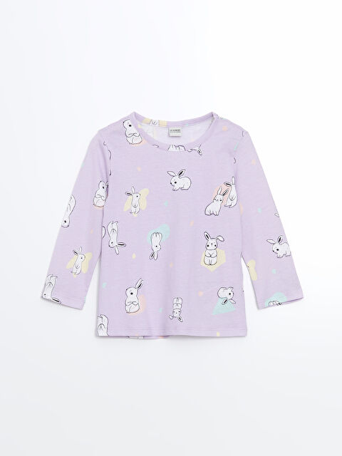 LCW Kids Bisiklet Yaka Baskılı Kız Çocuk Pijama Üst - S55008Z1-LSC