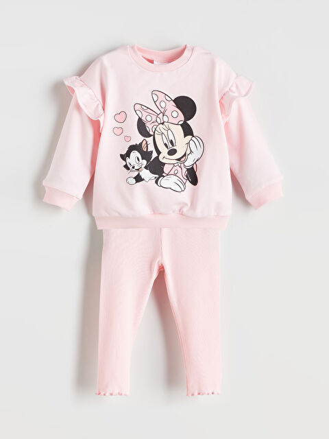 LCW baby Minnie Mouse Printed Baby Girls' Sweatshirt and Leggings 2 Pack - S55017Z1-FSA
