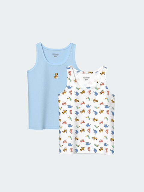 LCW Kids Bisiklet Yaka Baskılı Erkek Çocuk Atlet 2'li - S55048Z1-LU7