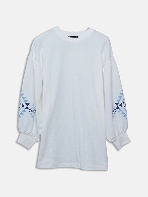 LCW Modest Crew Neck Printed Long Sleeve Oversize Women's Sweatshirt Tunic - S55052Z8-FDU