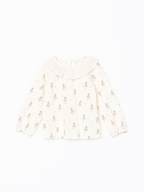 LCW Kids Bisiklet Yaka Baskılı Kız Çocuk Bluz - S55141Z1-LRA