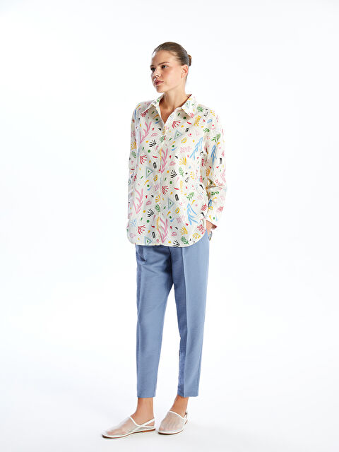 LCW Comfort بنطلون نسائي بقصة جزر وخصر مطاطي - S55158Z8-R0T