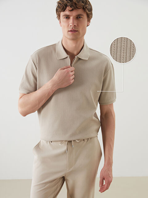 LCW Vision Polo Yaka Kısa Kollu Erkek Dokulu Tişört - S55165Z8-HZZ