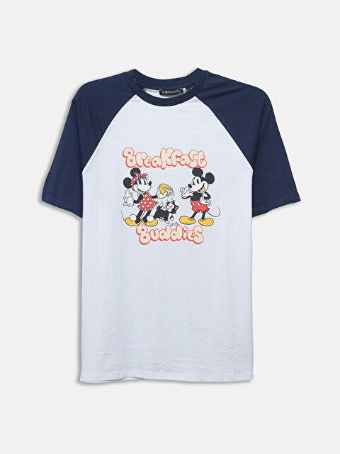 LCW Modest تيشيرت نسائي بأكمام قصيرة بطبعة ميكي ماوس برقبة دائرية - S55192Z8-Q6K