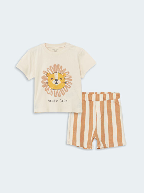 LCW baby Bisiklet Yaka Baskılı Erkek Bebek Tişört - S55325Z1-YMU