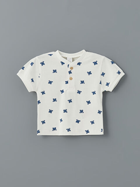 LCW baby Bisiklet Yaka Baskılı Erkek Bebek Tişört - S55338Z1-LRA