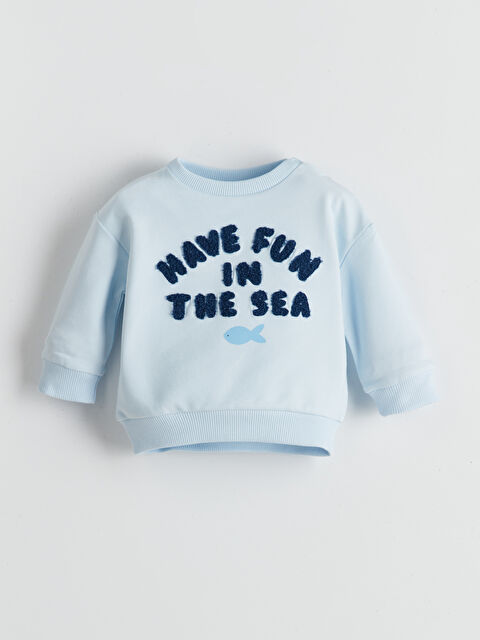 LCW baby Bisiklet Yaka Baskılı Erkek Bebek Sweatshirt - S55446Z1-YMQ