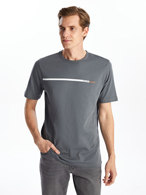 LCWAIKIKI Classic Bisiklet Yaka Kısa Kollu Baskılı Penye Erkek Tişört - S55457Z8-YL0