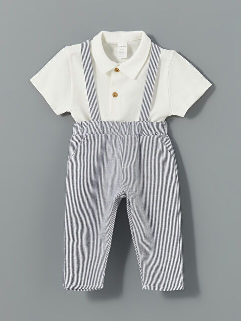 LCW baby Polo Yaka Erkek Bebek Tişört ve Askılı Pantolon 2'li - S55485Z1-FFB