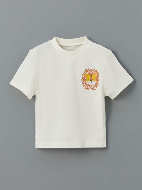 LCW baby Bisiklet Yaka Baskılı Erkek Bebek Tişört - S55612Z1-FDU