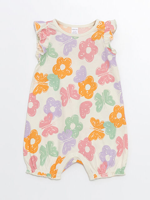 LCW baby Bisiklet Taka Çiçekli Kız Bebek Tulum - S55631Z1-LRB