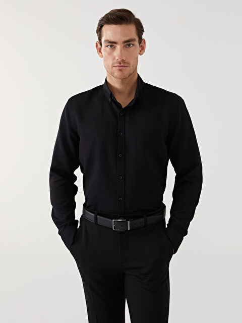 SOUTHBLUE Slim Fit Uzun Kollu Armürlü Erkek Gömlek - S55719Z8-CVL