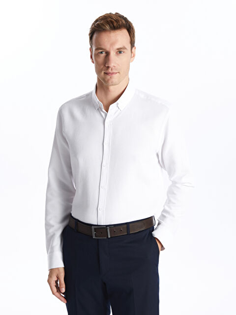 SOUTHBLUE Slim Fit Uzun Kollu Armürlü Erkek Gömlek - S55719Z8-R9J