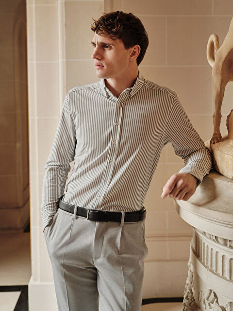 SOUTHBLUE Slim Fit Uzun Kollu Çizgili Erkek Gömlek - S55724Z8-LFT