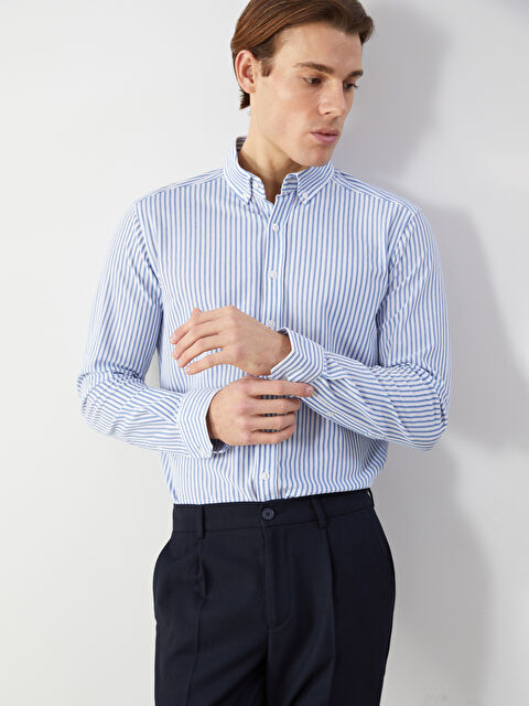 SOUTHBLUE Slim Fit Uzun Kollu Çizgili Erkek Gömlek - S55724Z8-LEN