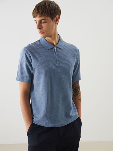 LCW Vision Polo Yaka Kısa Kollu Erkek Dokulu Tişört - S55905Z8-GHS