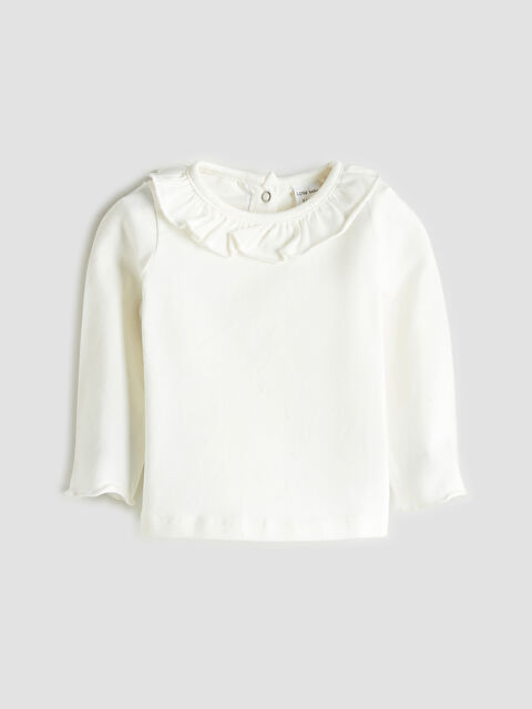 LCW baby Bebe Yaka Kız Bebek Tişört - S55936Z1-FDU