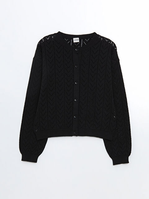 LCW Kids Bisiklet Yaka Ajurlu Kız Çocuk Triko Hırka - S55977Z4-CVL