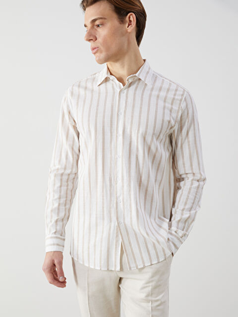 SOUTHBLUE Slim Fit Long Sleeve Striped Poplin Men's Shirt - S56029Z8-LE8