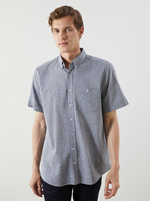 LCWAIKIKI Classic Regular Fit Keten Karışımlı Erkek Gömlek - S56053Z8-HFS