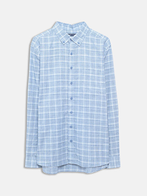 LCWAIKIKI Classic Relaxed Fit Long Sleeve Plaid Men's Shirt - S56056Z8-LMR