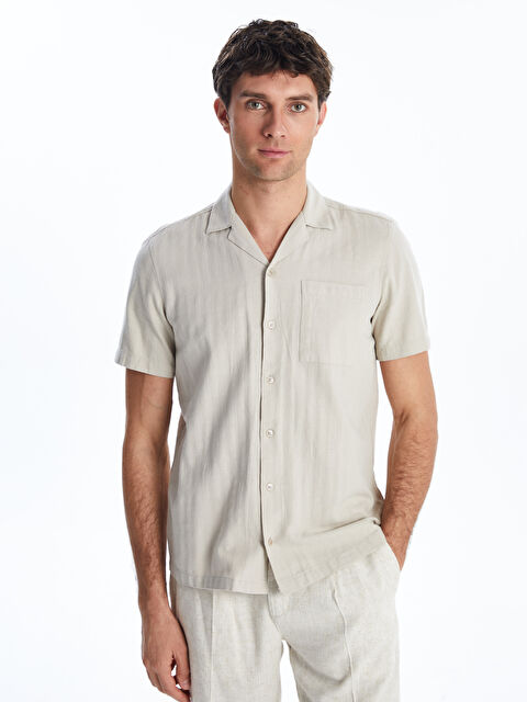 LCWAIKIKI Classic Regular Fit Kısa Kollu Keten Karışımlı Erkek Gömlek - S56064Z8-PVJ