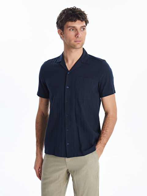 LCWAIKIKI Classic Regular Fit Kısa Kollu Keten Karışımlı Erkek Gömlek - S56064Z8-RFH