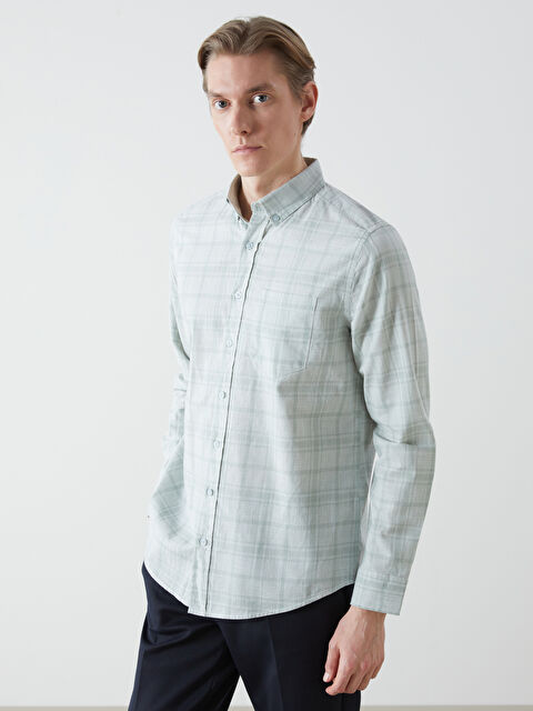 LCWAIKIKI Classic Regular Fit Uzun Kollu Ekose Poplin Erkek Gömlek - S56069Z8-LME