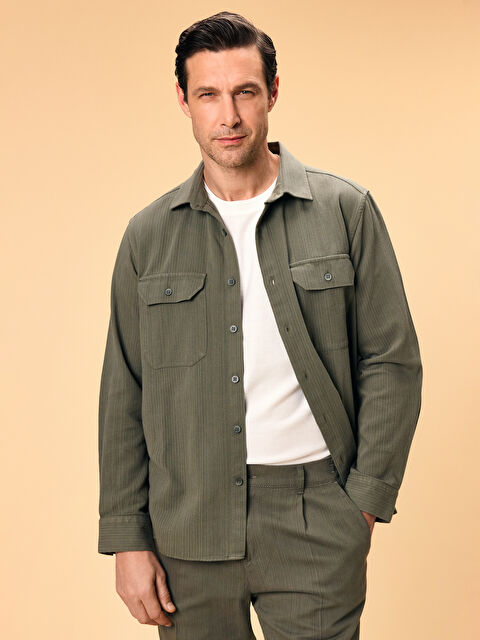 LCWAIKIKI Classic Rahat Kalıp Uzun Kollu Keten Karışımlı Erkek Gömlek - S56072Z8-YFH