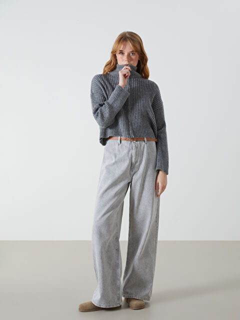 XSIDE High Waisted Belted Wideleg Women's Jeans - S56170Z8-KAV