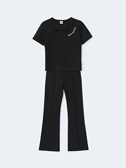 LCW Kids Bisiklet Yaka Kız Çocuk Tişört ve Tayt - S56203Z4-CVL