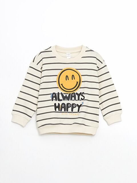 LCW Kids Bisiklet Yaka Baskılı Erkek Çocuk Sweatshirt - S56432Z1-LE4