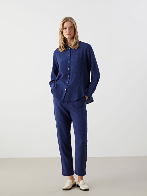 LCW Vision Elasticated Waist Textured Women's Trousers - S56541Z8-VV9