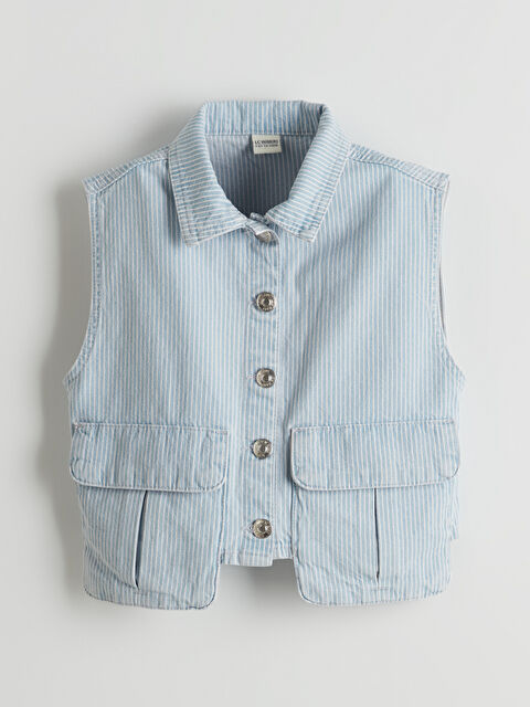 LCW Kids Çizgili Kız Çocuk Jean Gömlek - S56556Z4-311