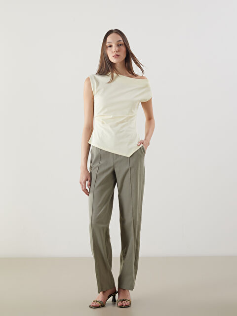 LCW Vision Keten Karışımlı Kadın Pileli Pantolon - S56563Z8-CZE