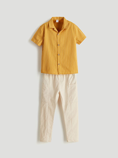 LCW Kids Çizgili Erkek Çocuk Gömlek ve Pantolon 2'li - S56714Z1-LKF