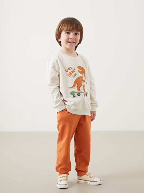 LCW Kids Bisiklet Yaka Baskılı Erkek Çocuk Sweatshirt ve Eşofman Alt 2'li Takım - S56809Z1-CX8