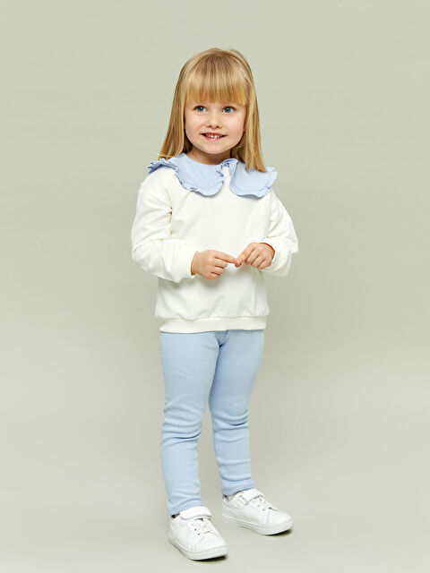 LCW baby Bebe Yaka Kız Bebek Sweatshirt ve Tayt 2'li - S56846Z1-FDU