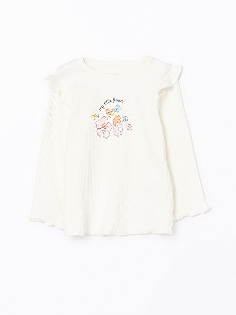 LCW baby Baskılı Kız Bebek Uzun Kollu Tişört - S56847Z1-FDU