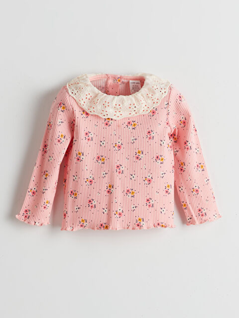 LCW baby Bebe Yaka Çiçek Desenli Kız Bebek Bluz - S56853Z1-LT9