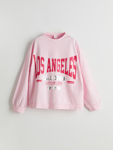 LCW Kids Bisiklet Yaka Los Angeles Baskılı Kız Çocuk Pijama Üst - S56890Z4-QXB