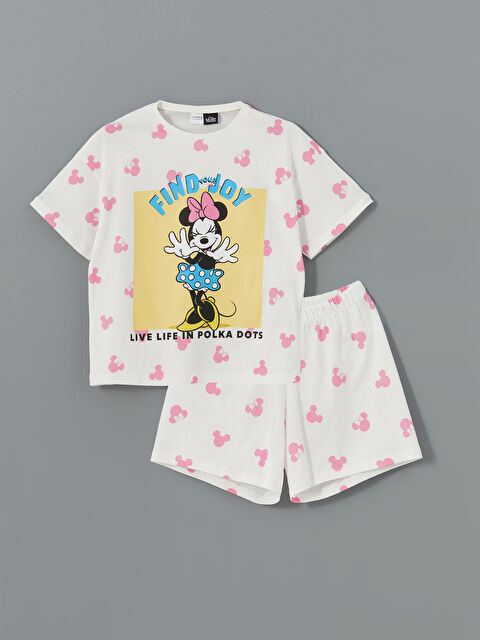 LCW Kids Bisiklet Yaka Minnie Mouse Baskılı Kız Çocuk Şortlu Pijama Takımı - S56928Z4-LU8