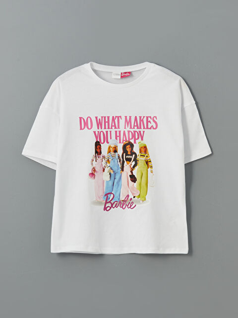 LCW Kids Bisiklet Yaka Barbie Baskılı Kız Çocuk Pijama Üst - S56930Z4-Q6K