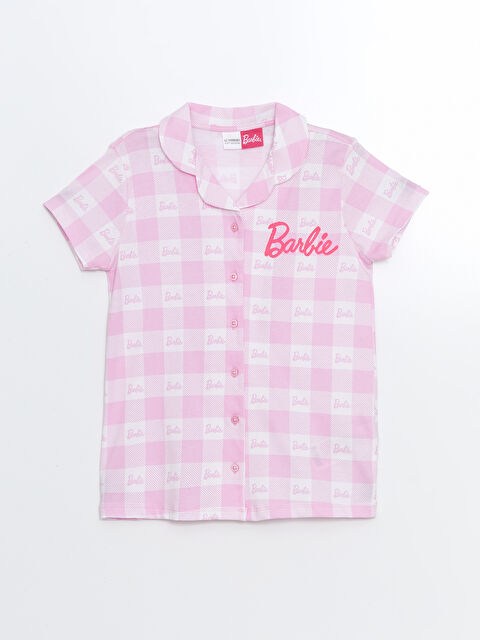 LCW Kids Gömlek Yaka Barbie Baskılı Kız Çocuk Pijama Üst - S56942Z4-LU8