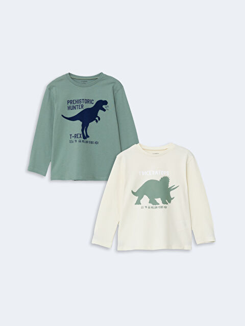 LCW Kids Bisiklet Yaka Baskılı Erkek Çocuk Tişört 2'li - S56988Z1-GX7