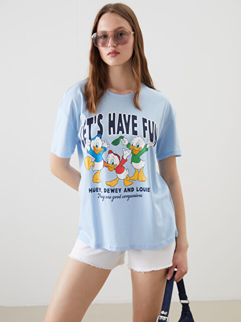 XSIDE Crew Neck Donald Duck Printed Women's T-Shirt - S57029Z8-YTY
