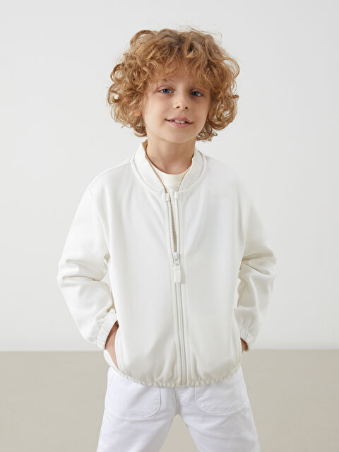 LCW Kids Basic Erkek Çocuk Fermuarlı Sweatshirt - S57092Z1-FDU