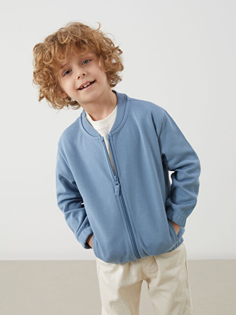 LCW Kids Basic Erkek Çocuk Fermuarlı Sweatshirt - S57092Z1-R0V
